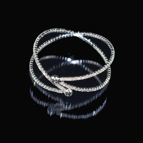 Crisscross Cubic Zirconia Silver Bracelet - Picture 8 of 8